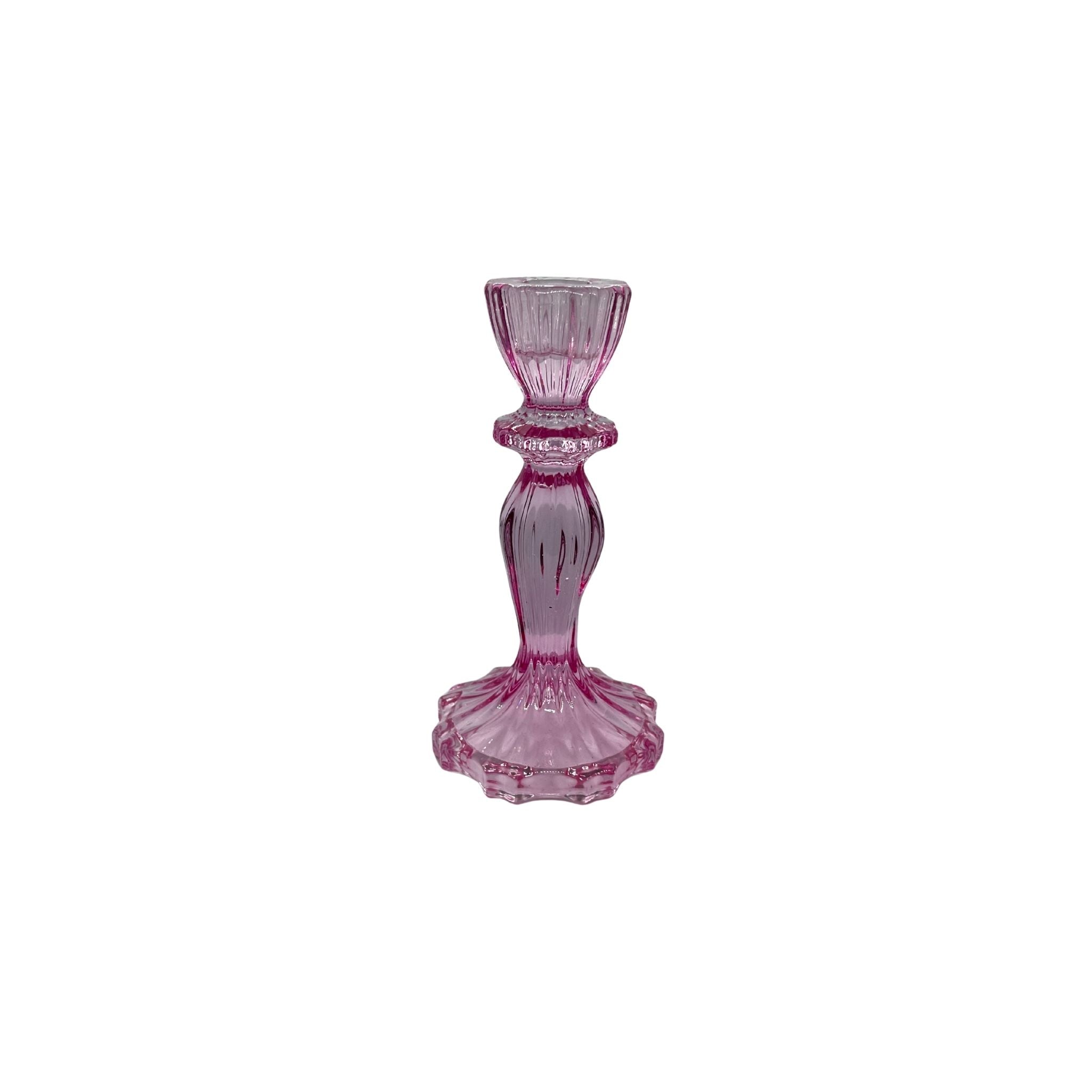 Pink Glass Candle Holder