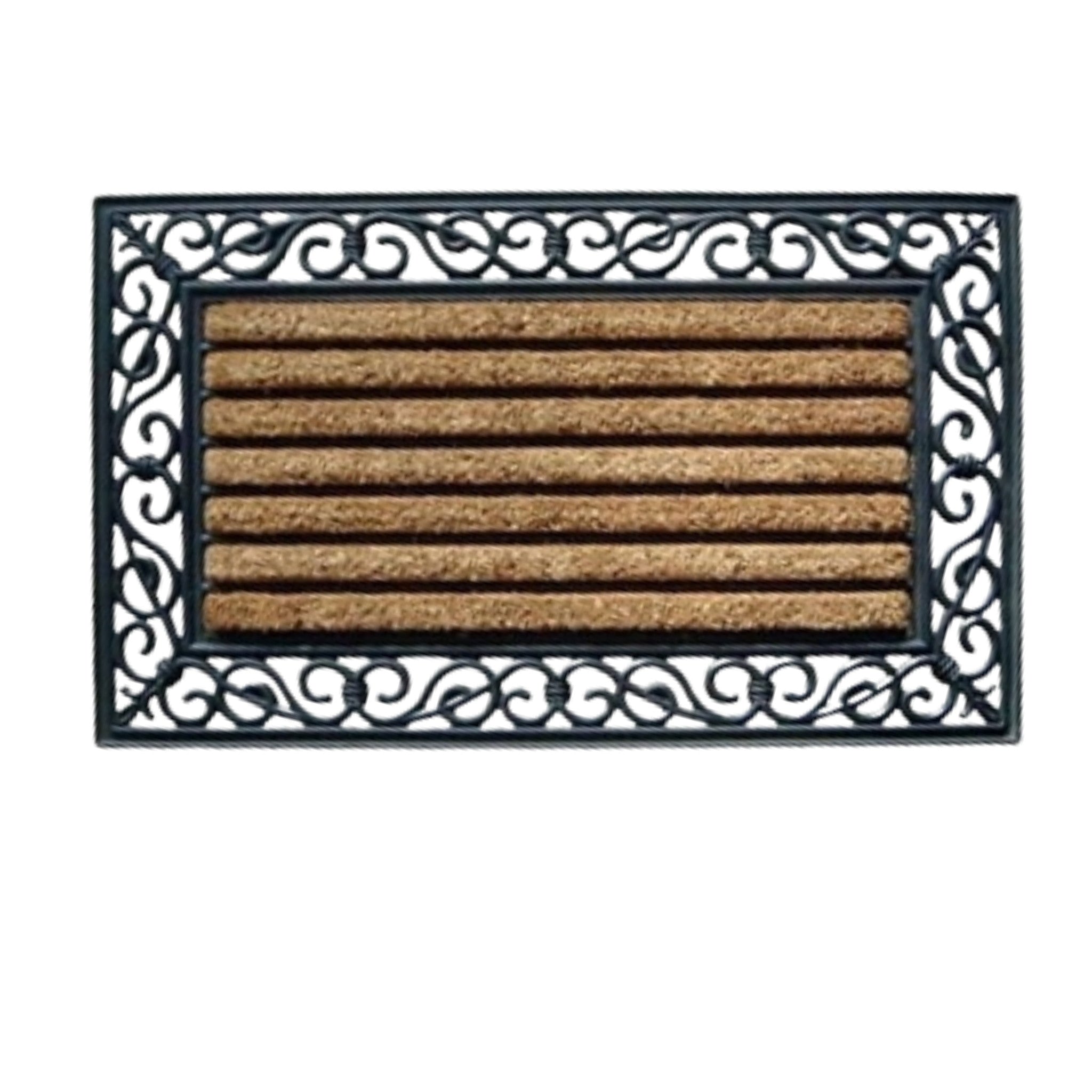 Doormat with decorative border on a white background