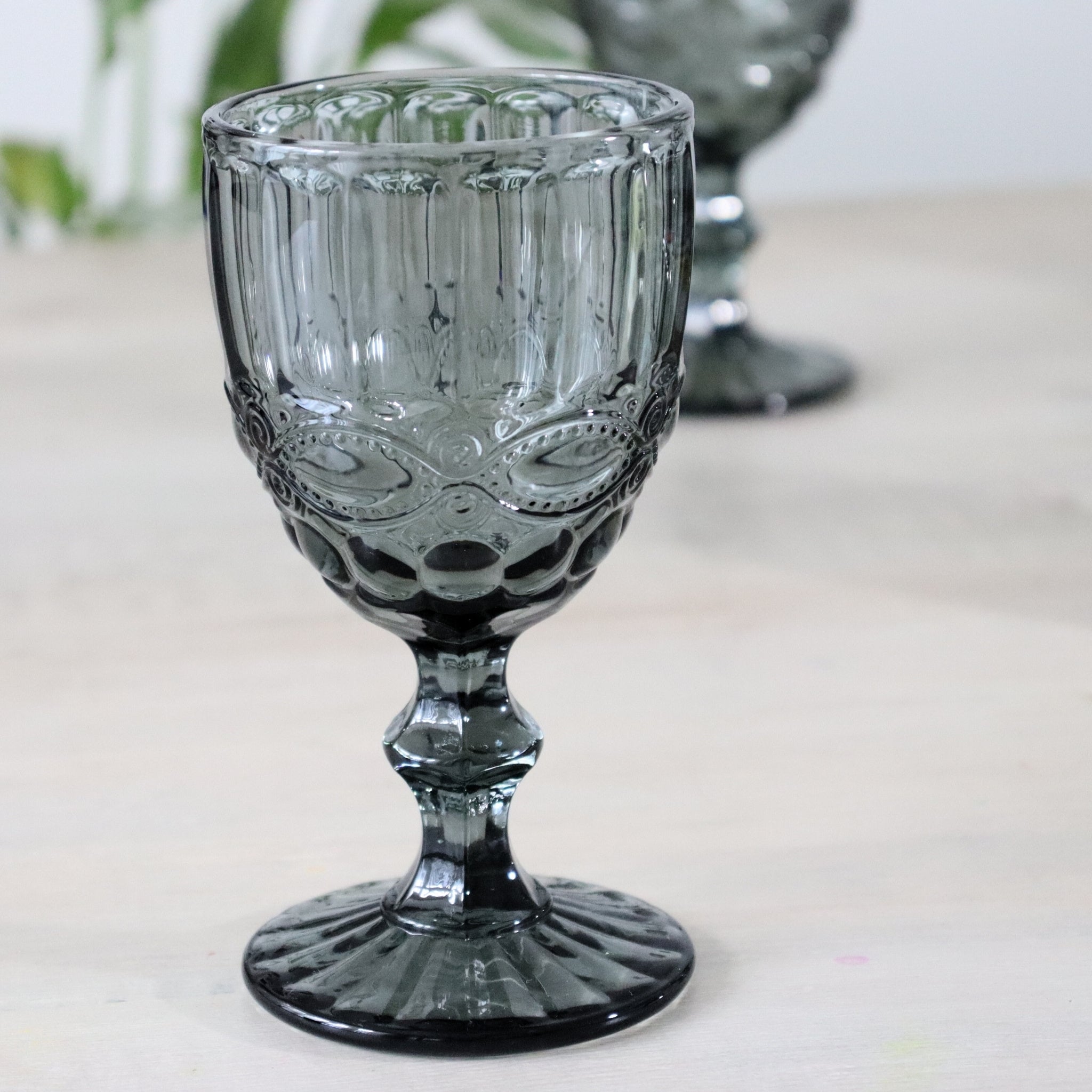 Grey Vintage Pattern Wine Goblet