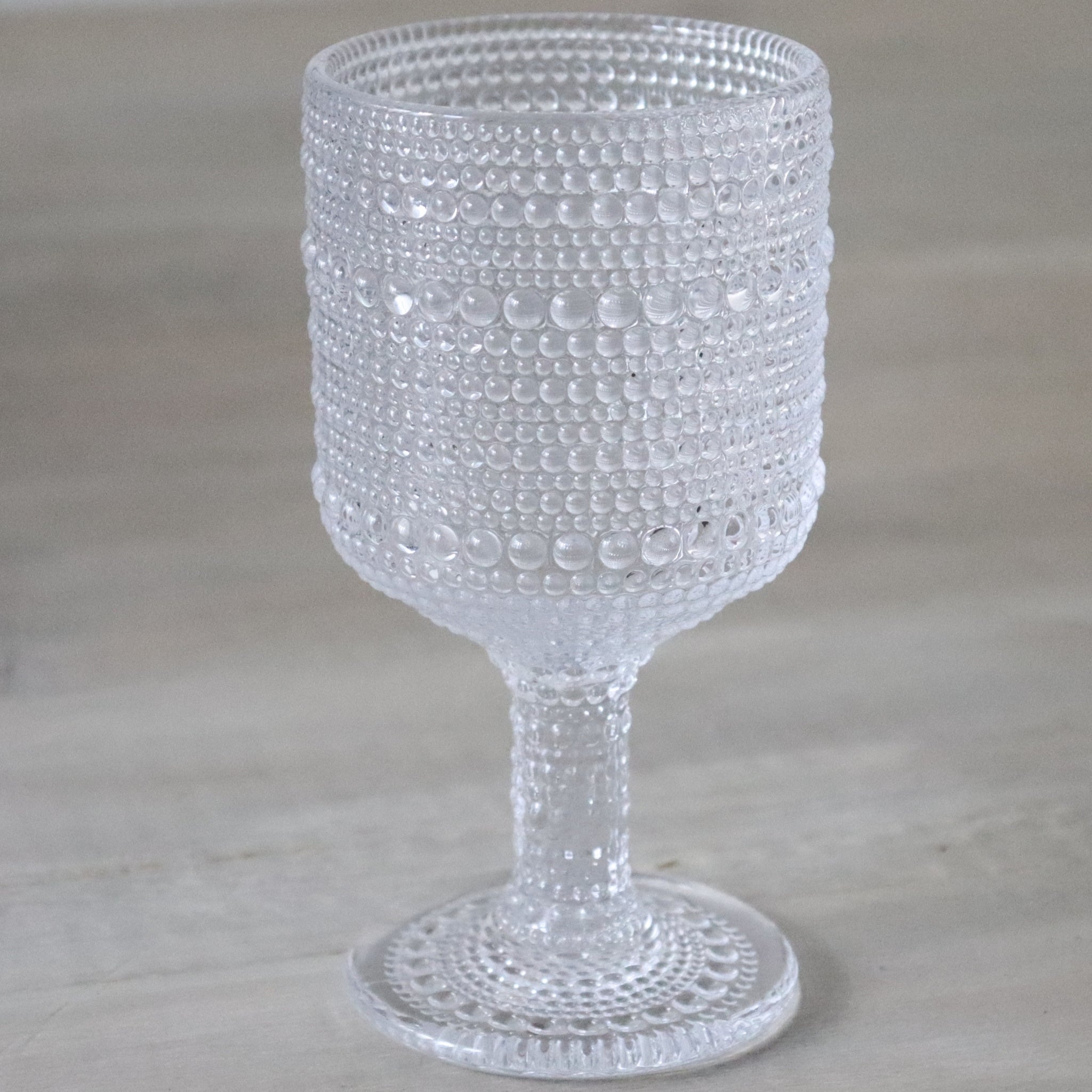 Clear Bead Hobnail Glass Wine Goblet