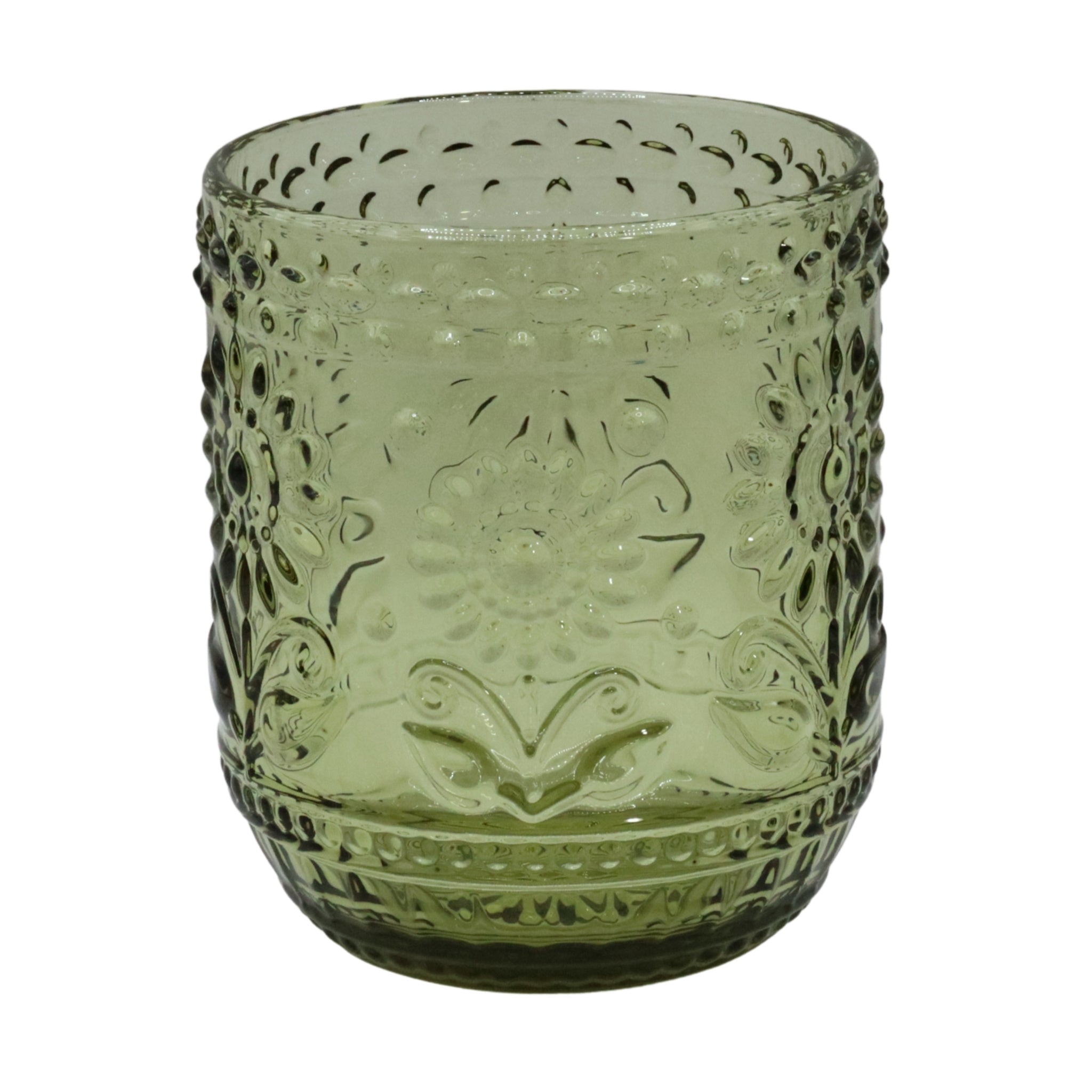 Green Flower Glass Tumbler