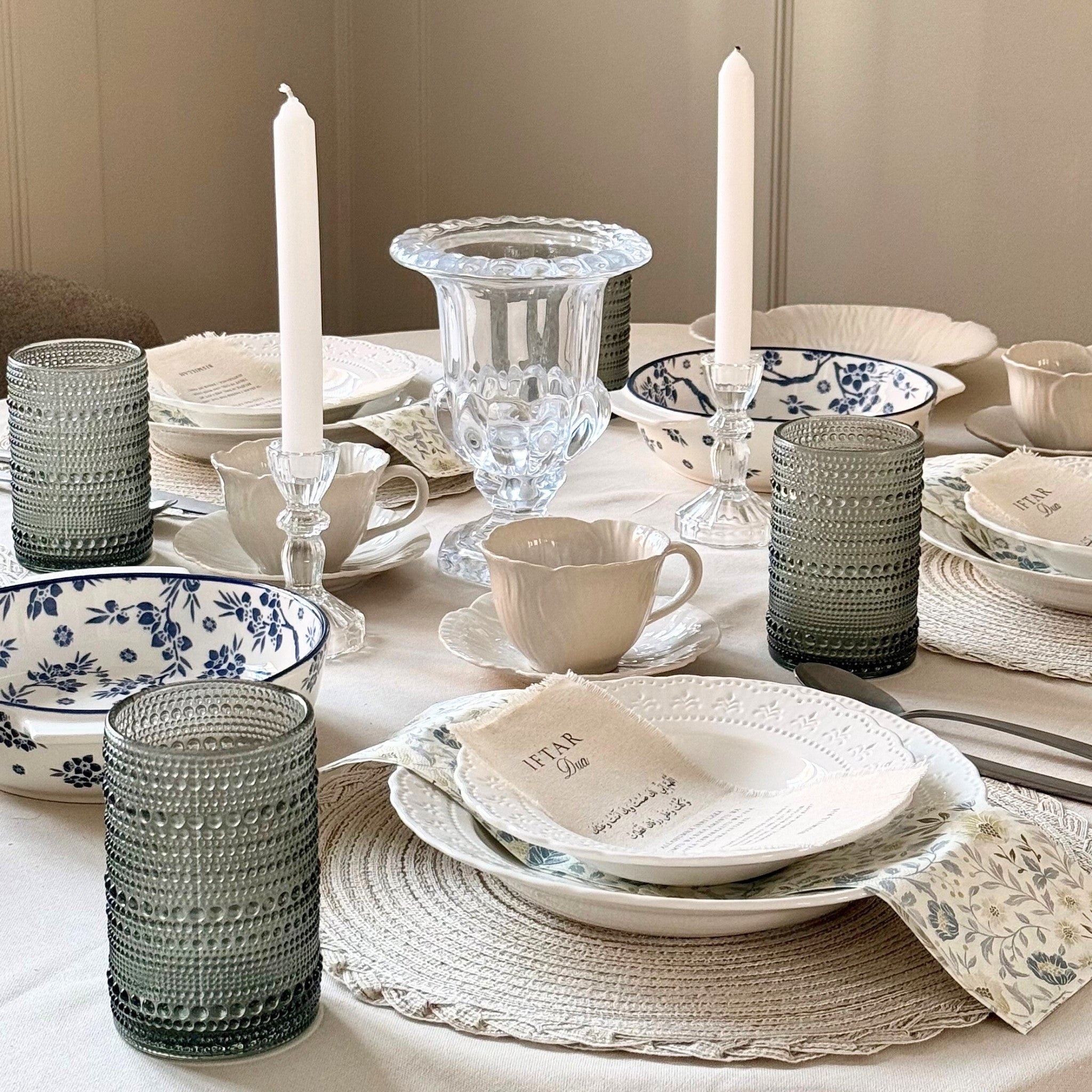 Grey Beaded Hobnail Hi-Ball Glass Tumblers