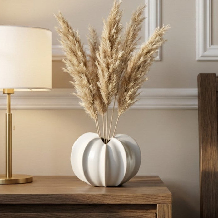 Sculpted White Orb Decorative Vase