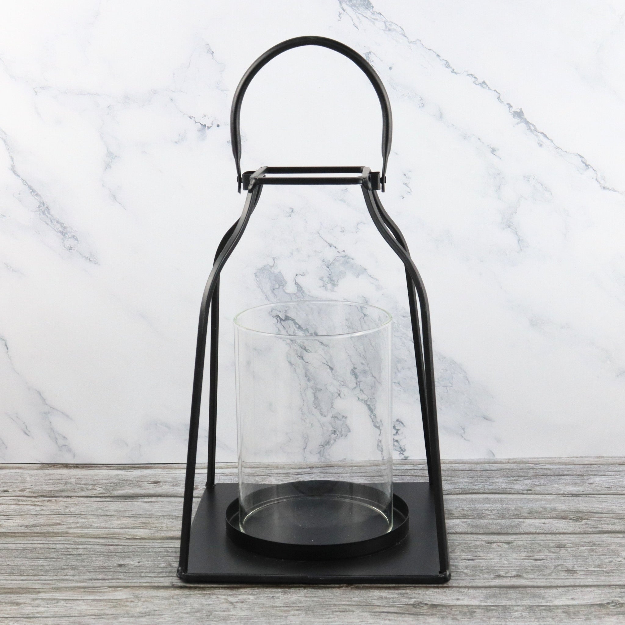 Black Metal Lantern With Glass Holder