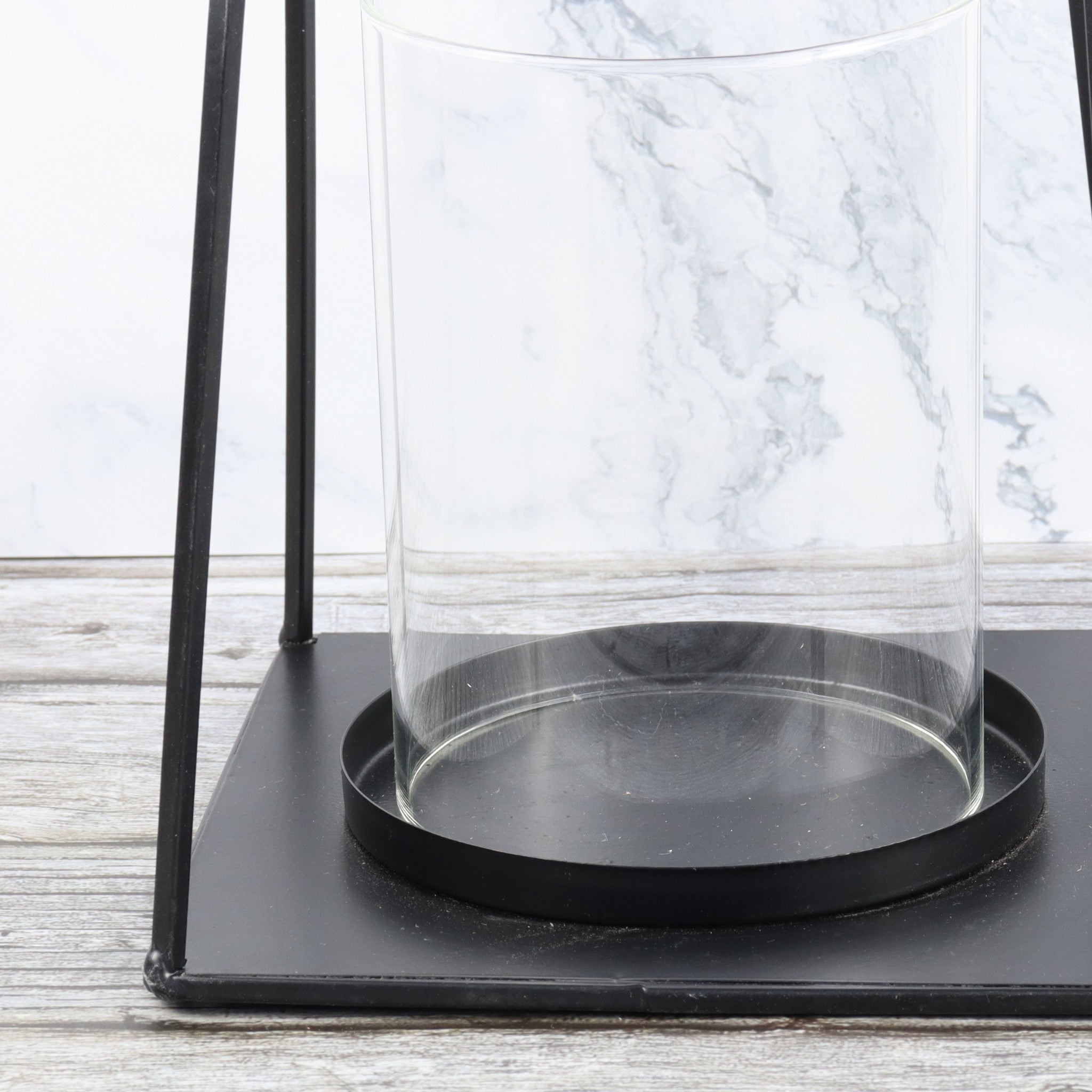 Black Metal Lantern With Glass Holder