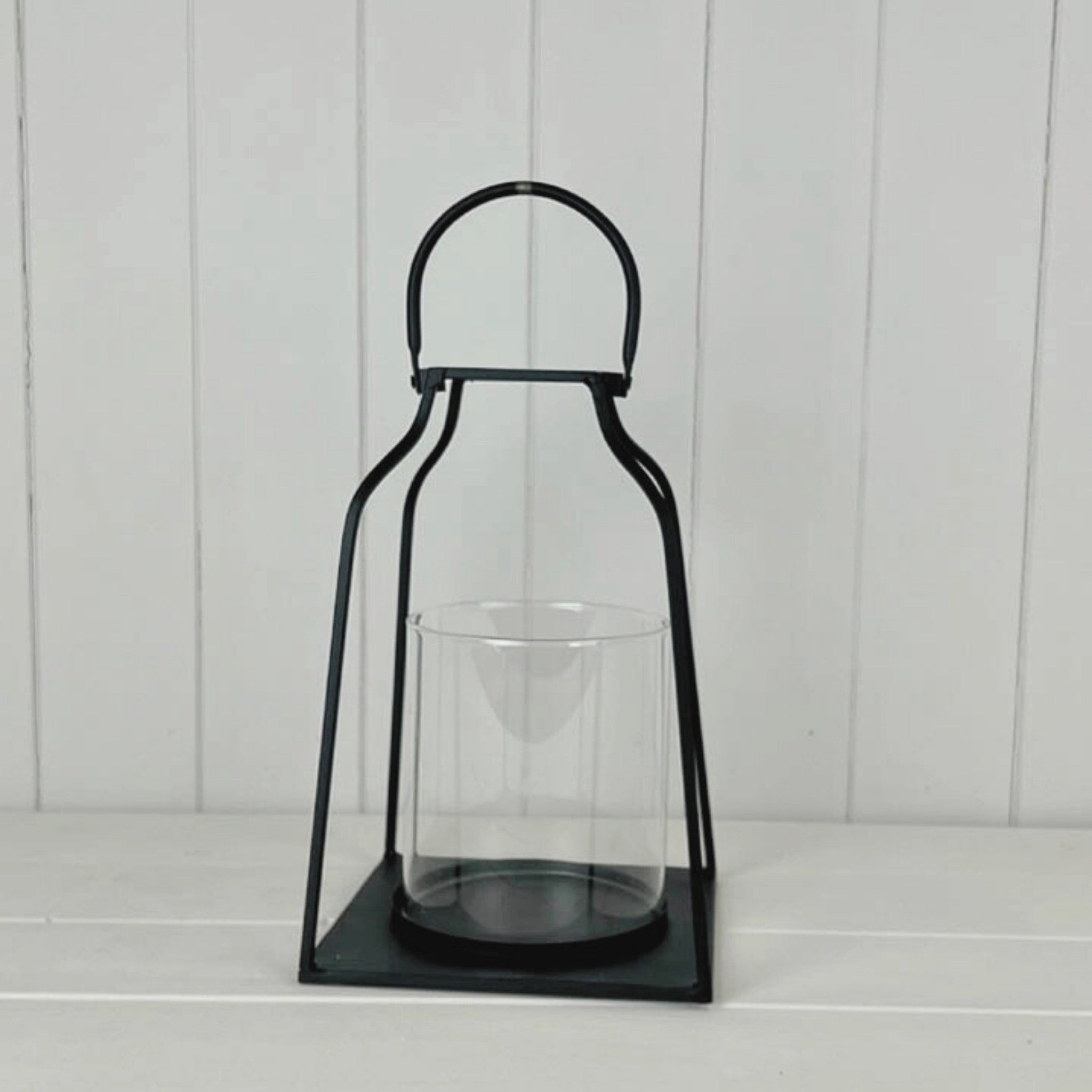 Black Metal Lantern With Glass Holder