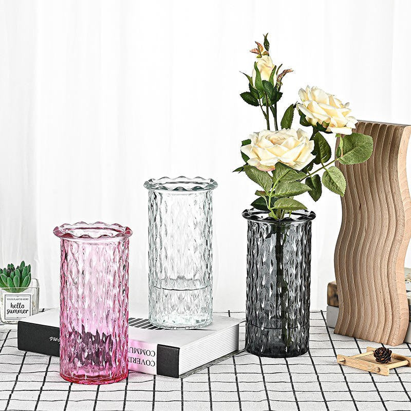 Diamond Textured Glass Vase