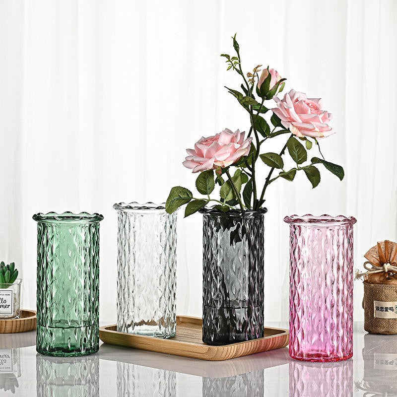 Diamond Textured Glass Vase