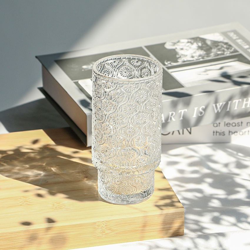 Clear Vintage Pattern Glass Tumbler