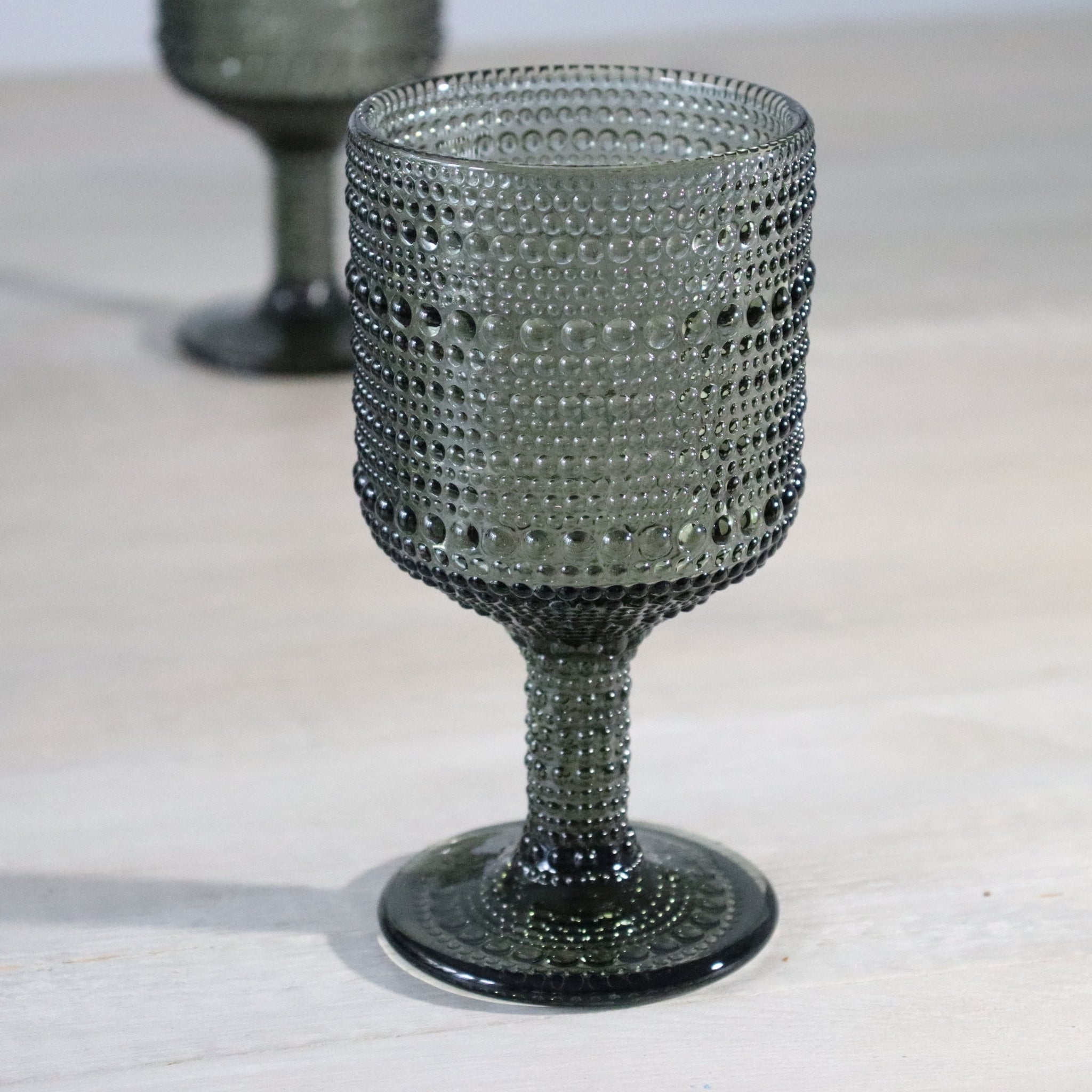 Grey textured glass goblet