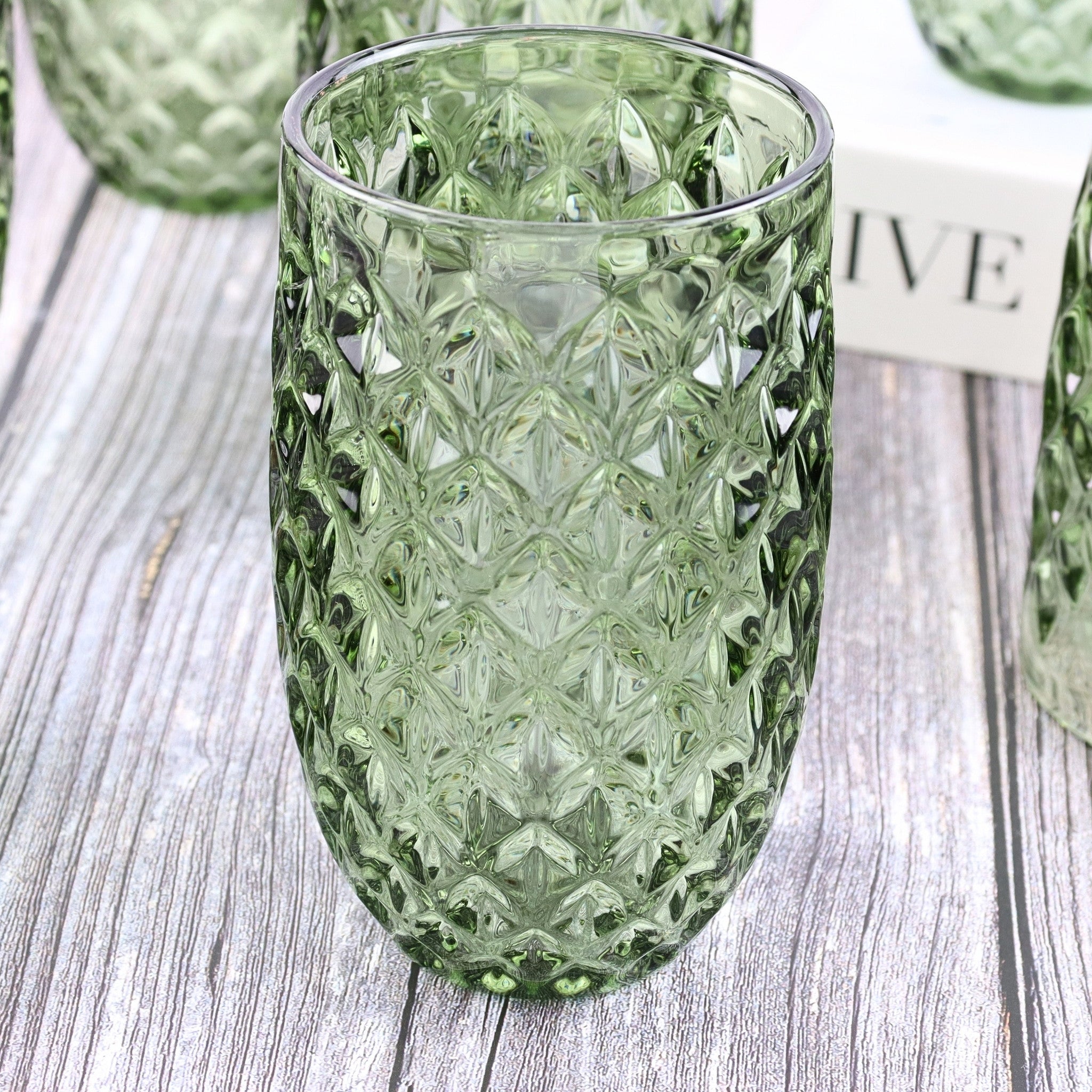 Green Textured Glass Hi-Ball Tumbler