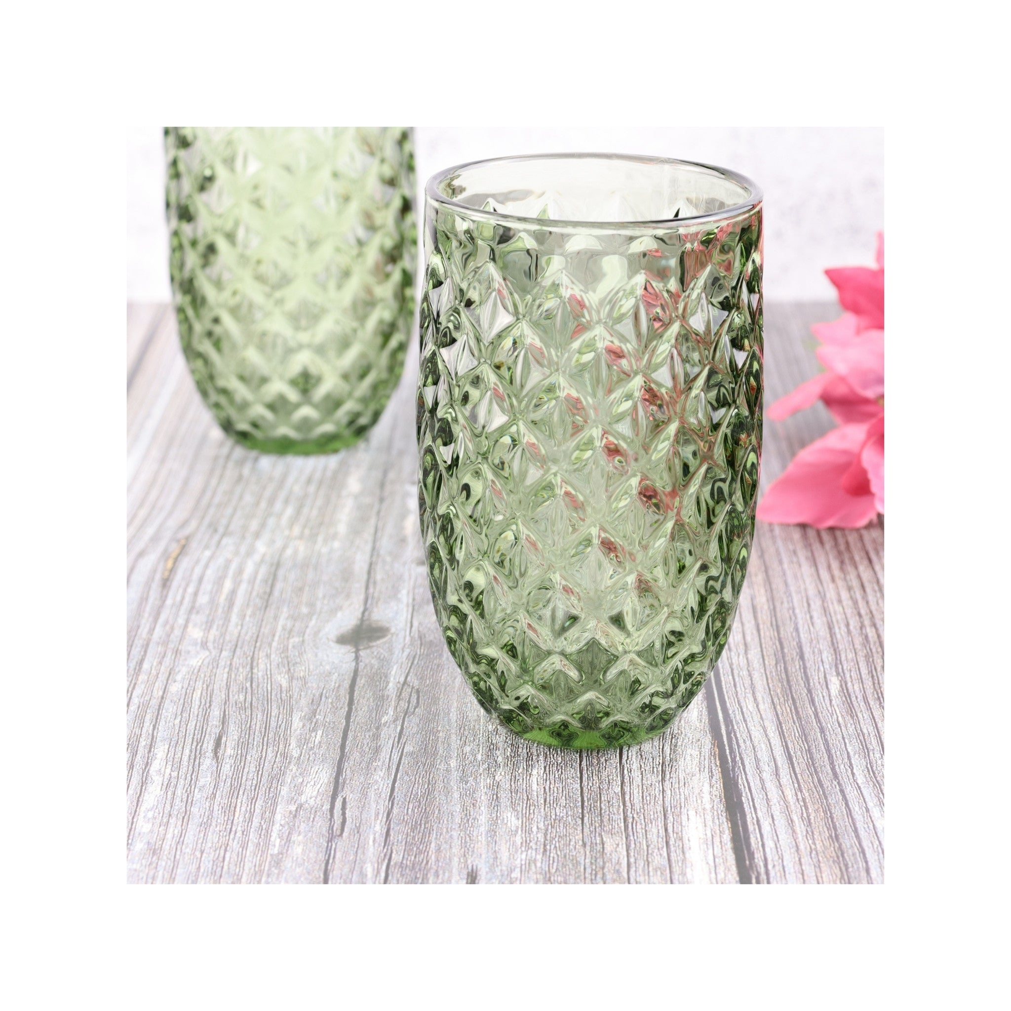Green Textured Glass Hi-Ball Tumbler