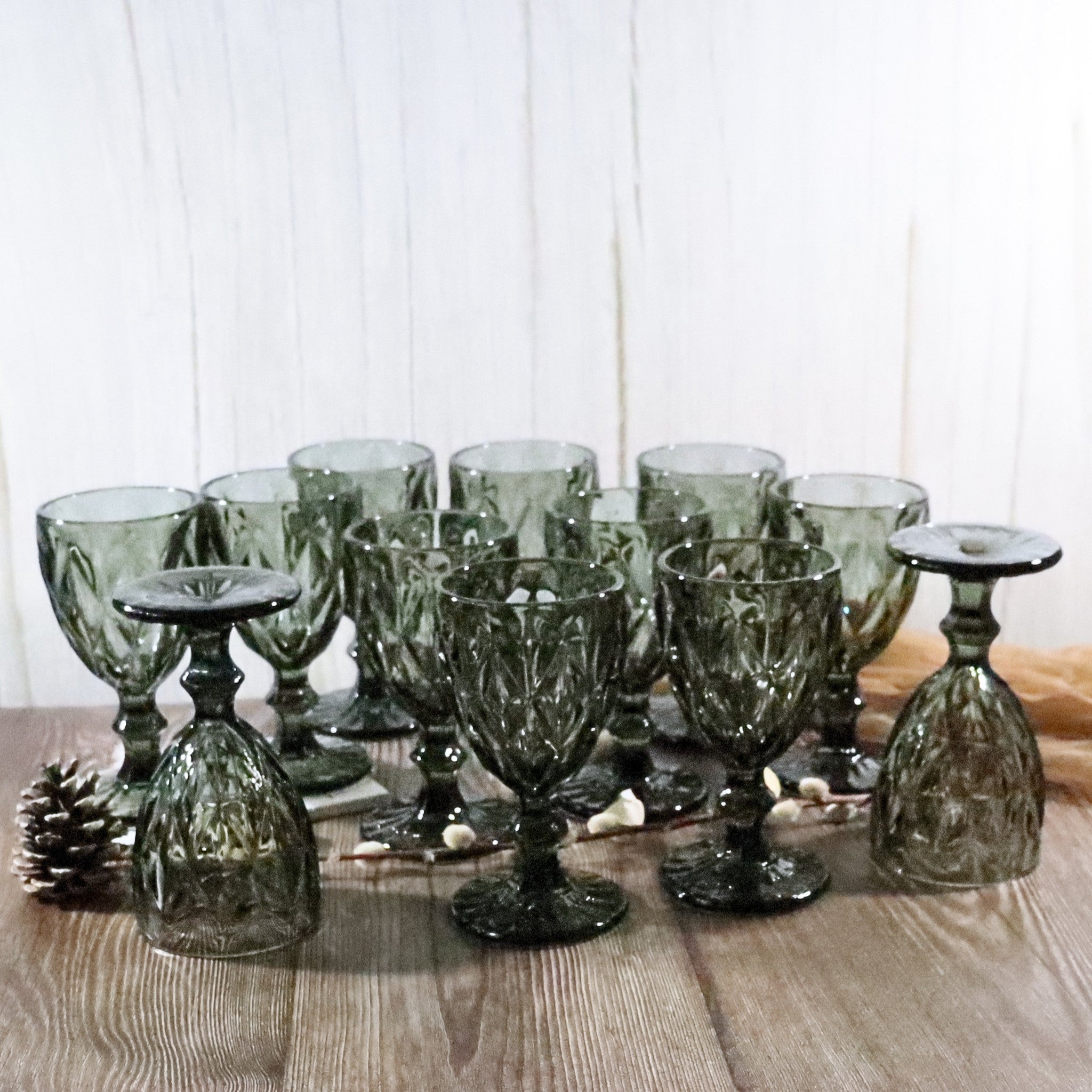 set of grey wine glasses