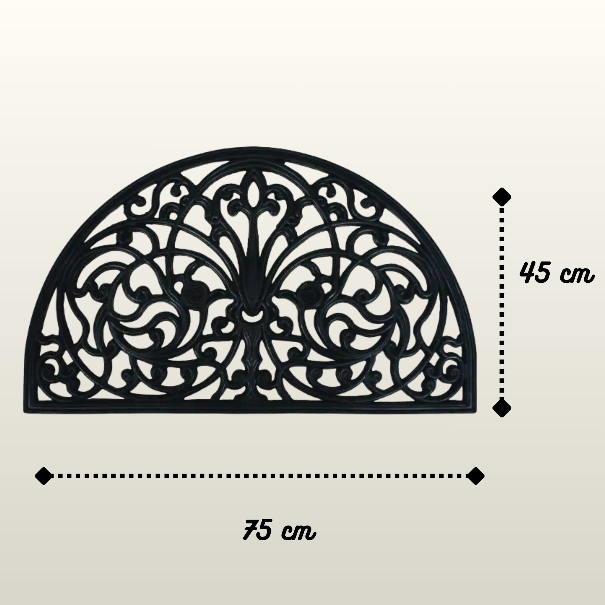 Half Moon Wrought Effect Rubber Doormat