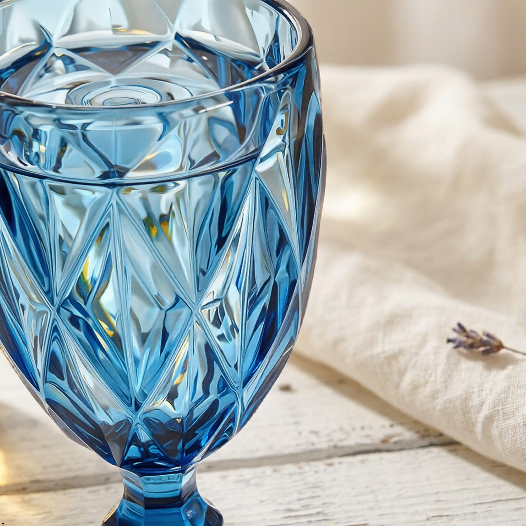 Coloured Wine Glass Goblet Diamond Pattern