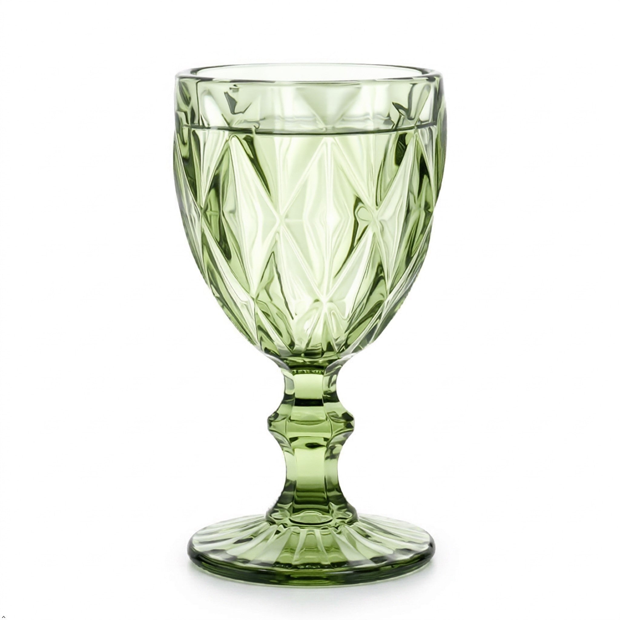 Green Wine Glass Goblet Diamond Pattern