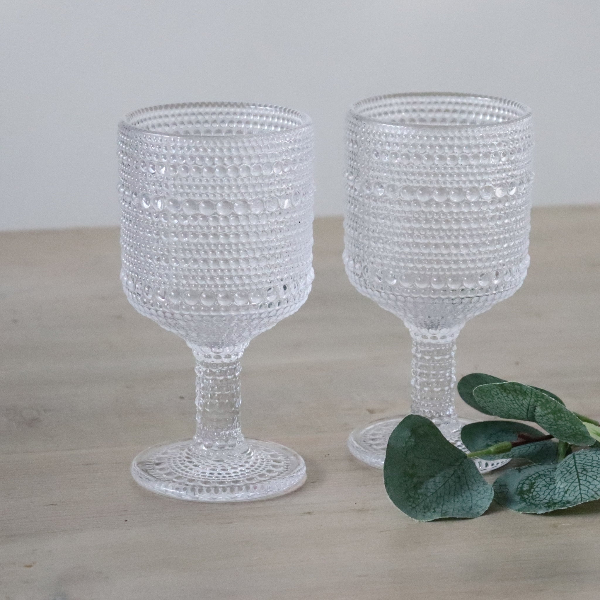 Clear Hobnail Bead Glass Wine Goblet