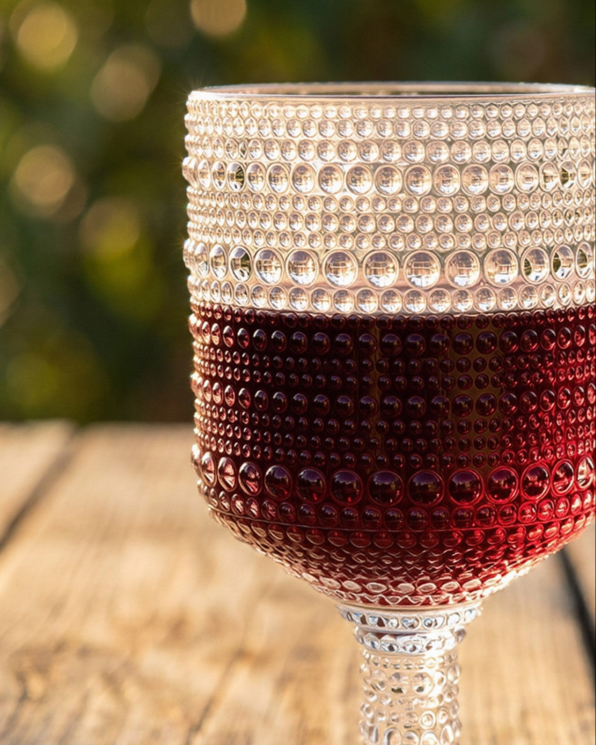 Clear Hobnail Bead Glass Wine Goblets