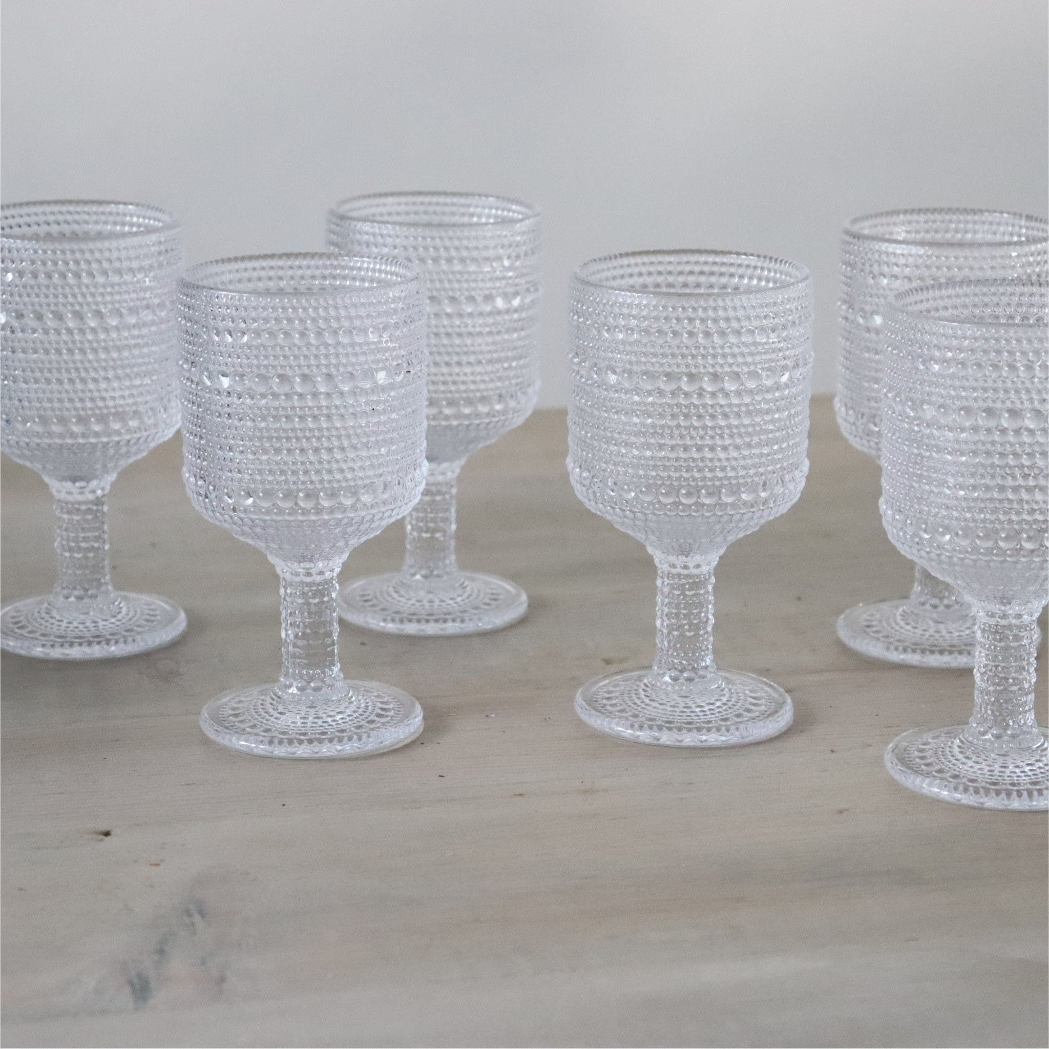Clear Hobnail Bead Glass Wine Goblet