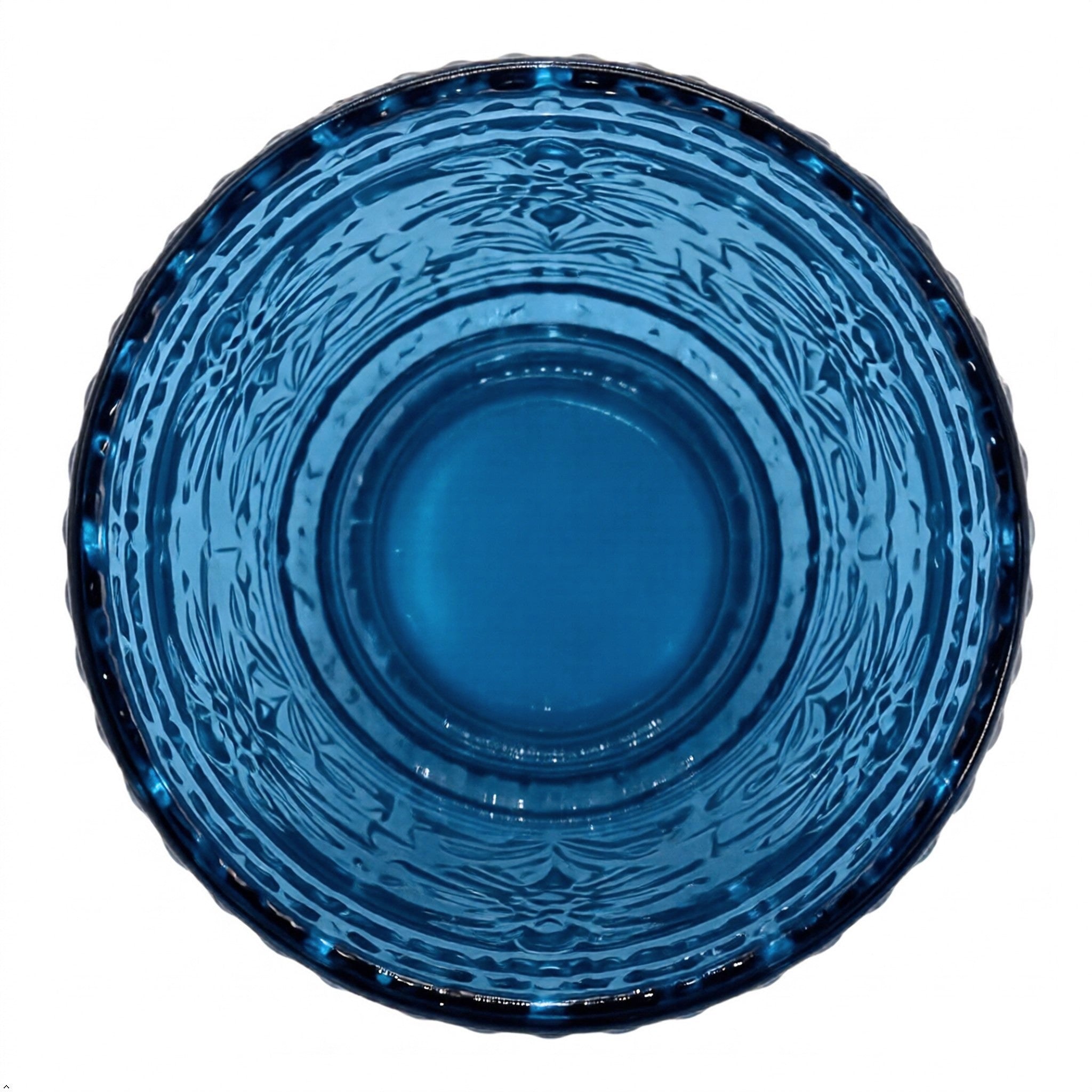 Blue Floral Embossed Glass Tumbler