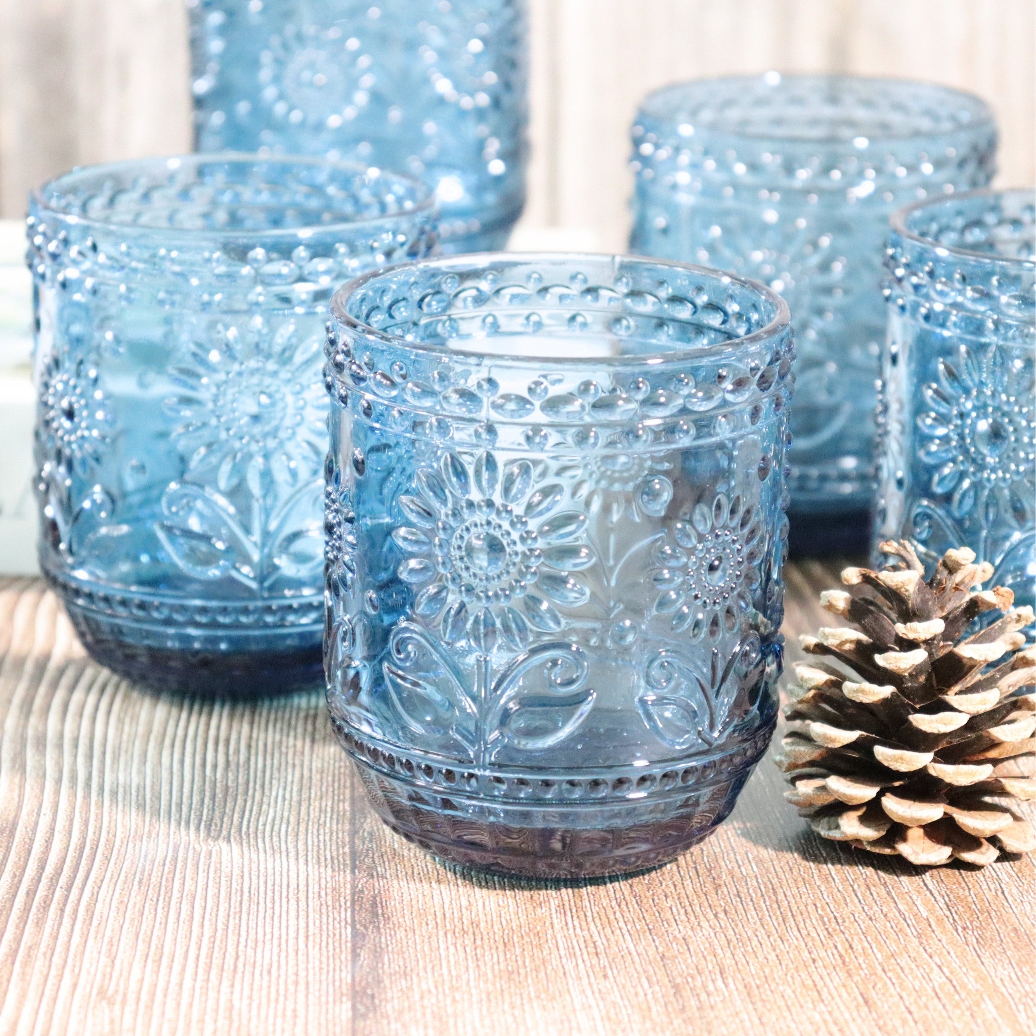 Blue Flower Glass Tumbler