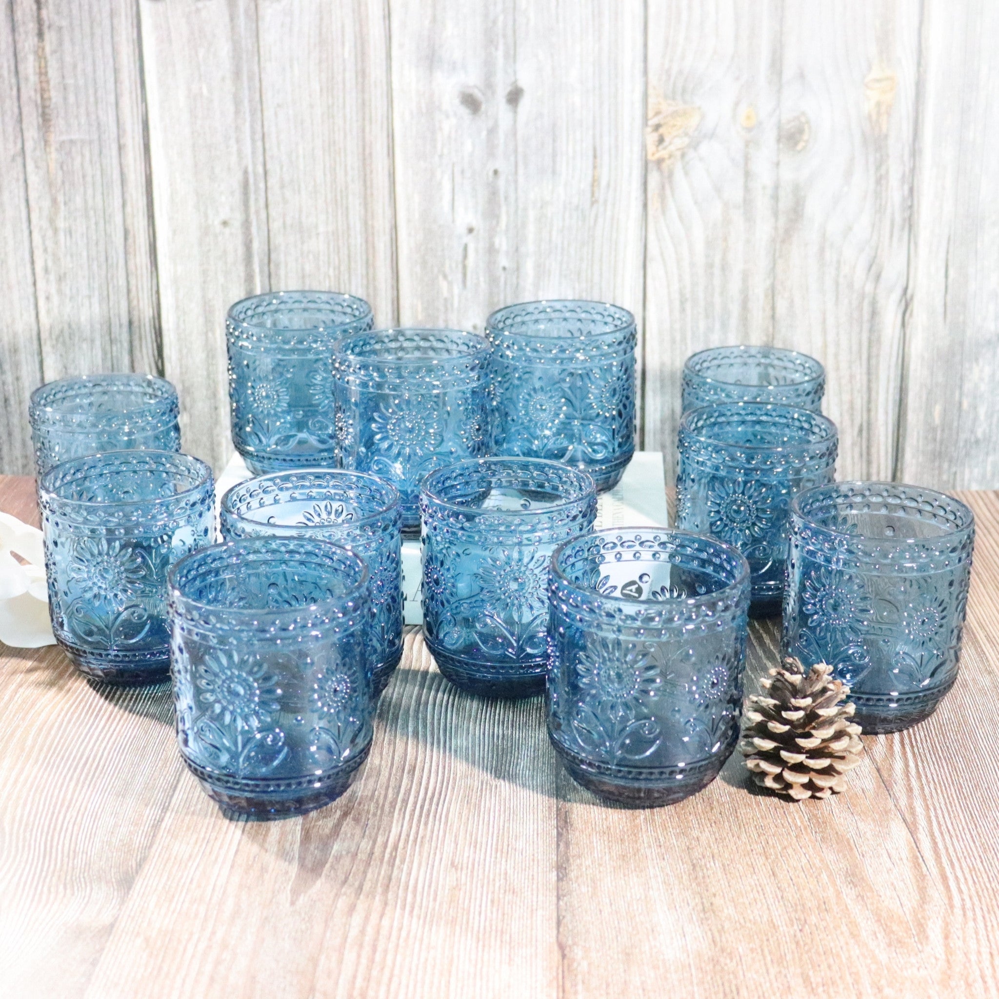Blue Flower Glass Tumbler