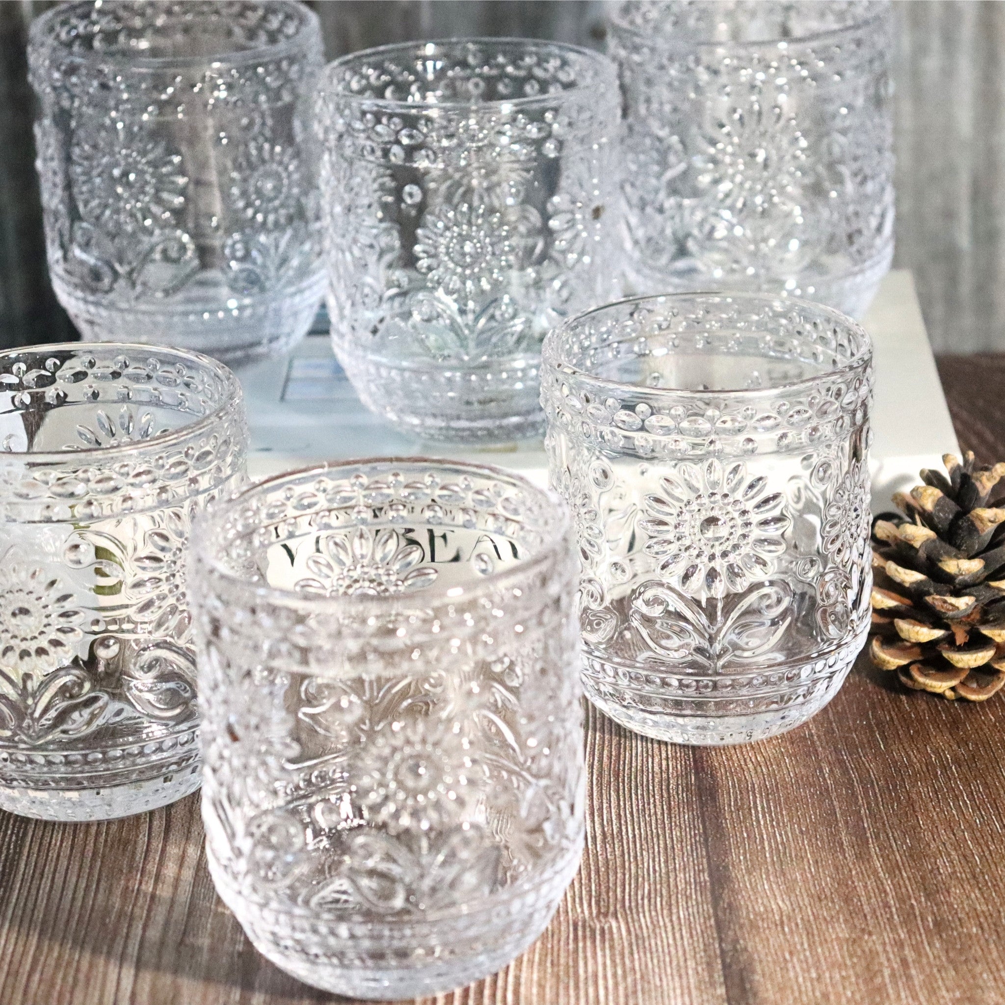 Clear Flower Glass Tumbler