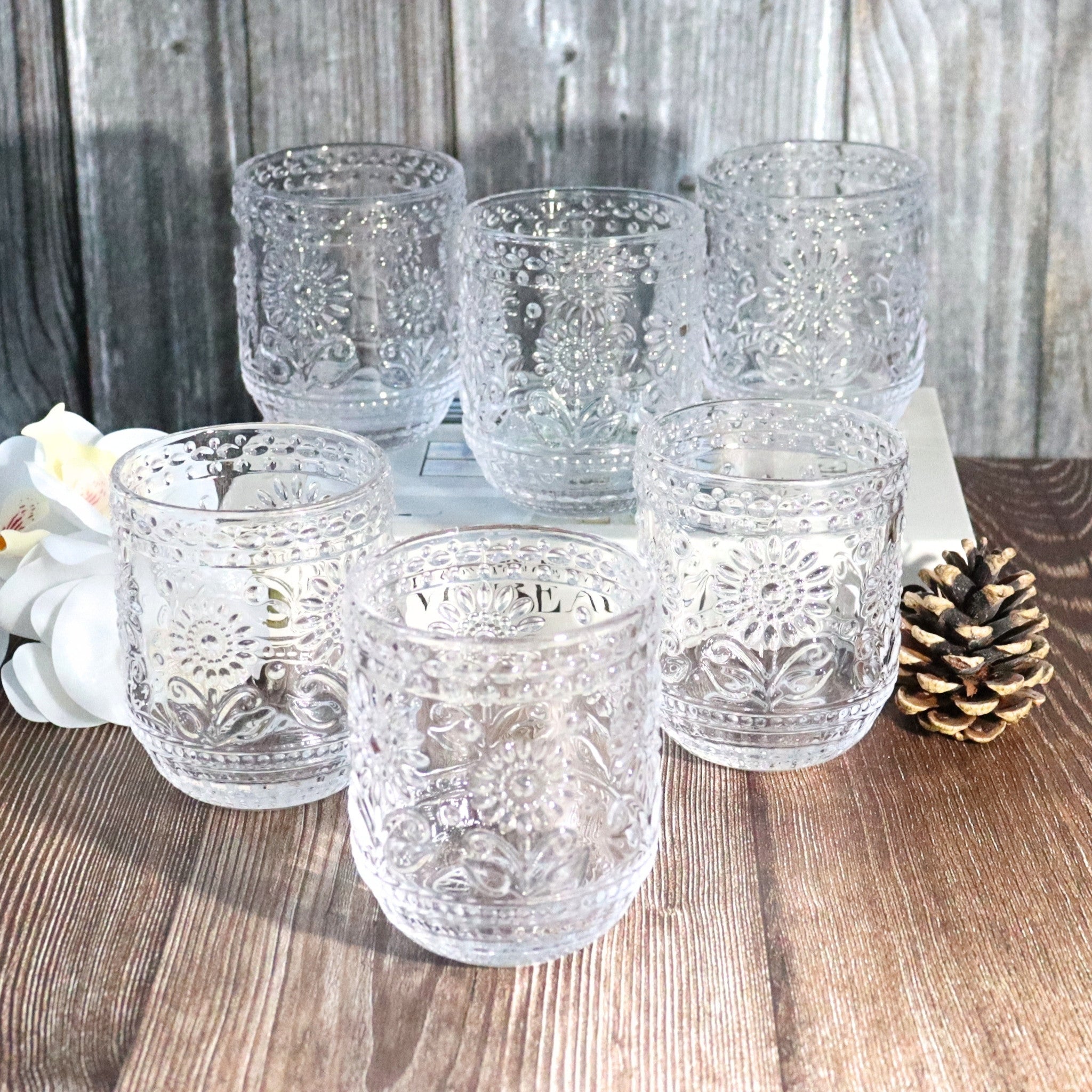 Clear Flower Glass Tumbler