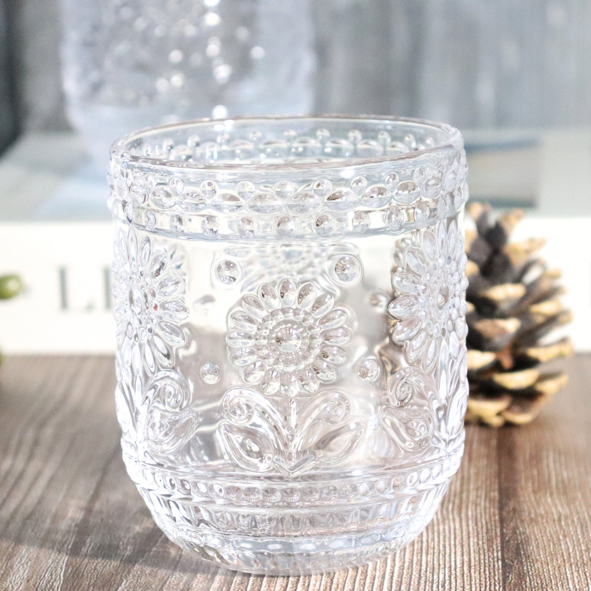 Clear Flower Glass Tumbler