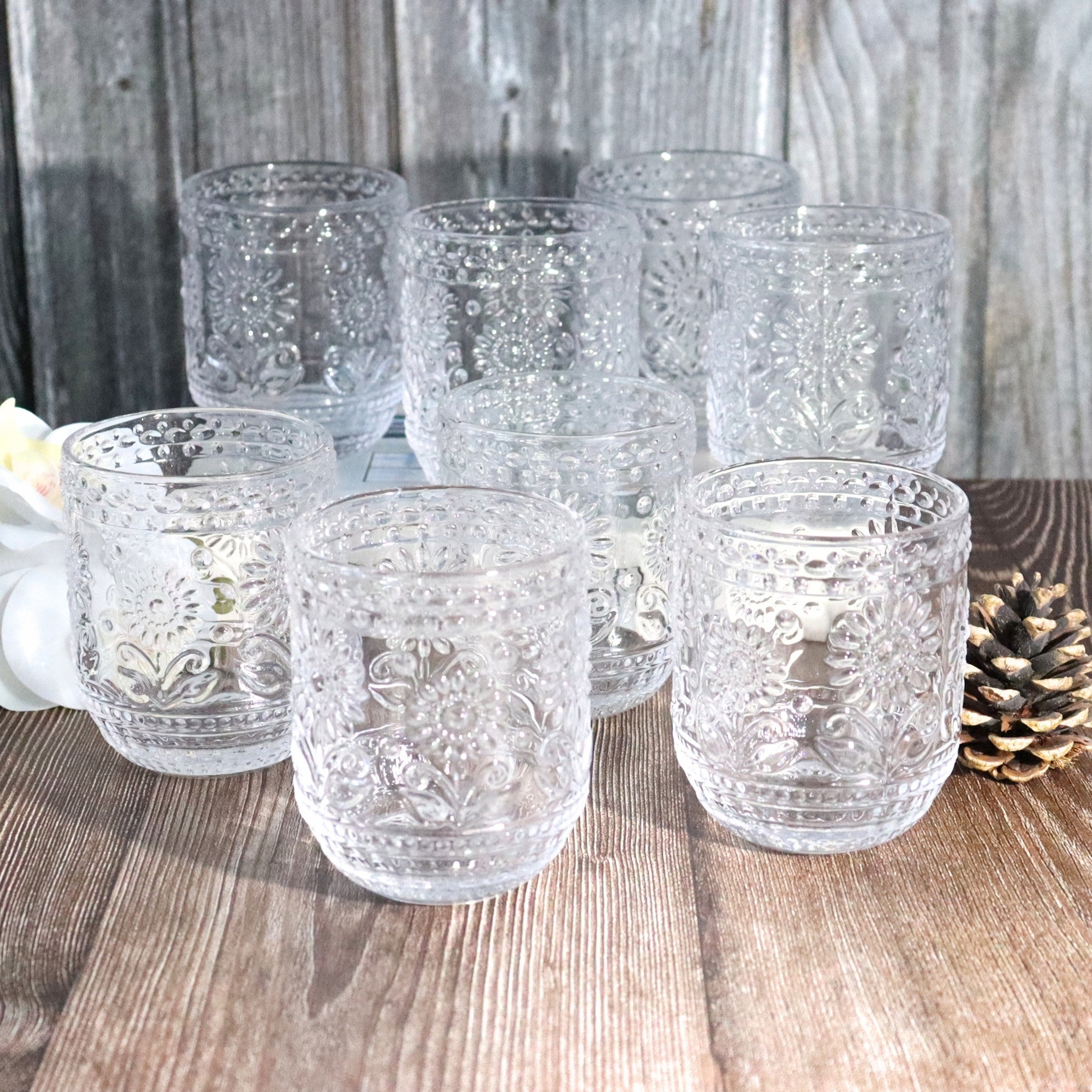 Clear Flower Glass Tumbler