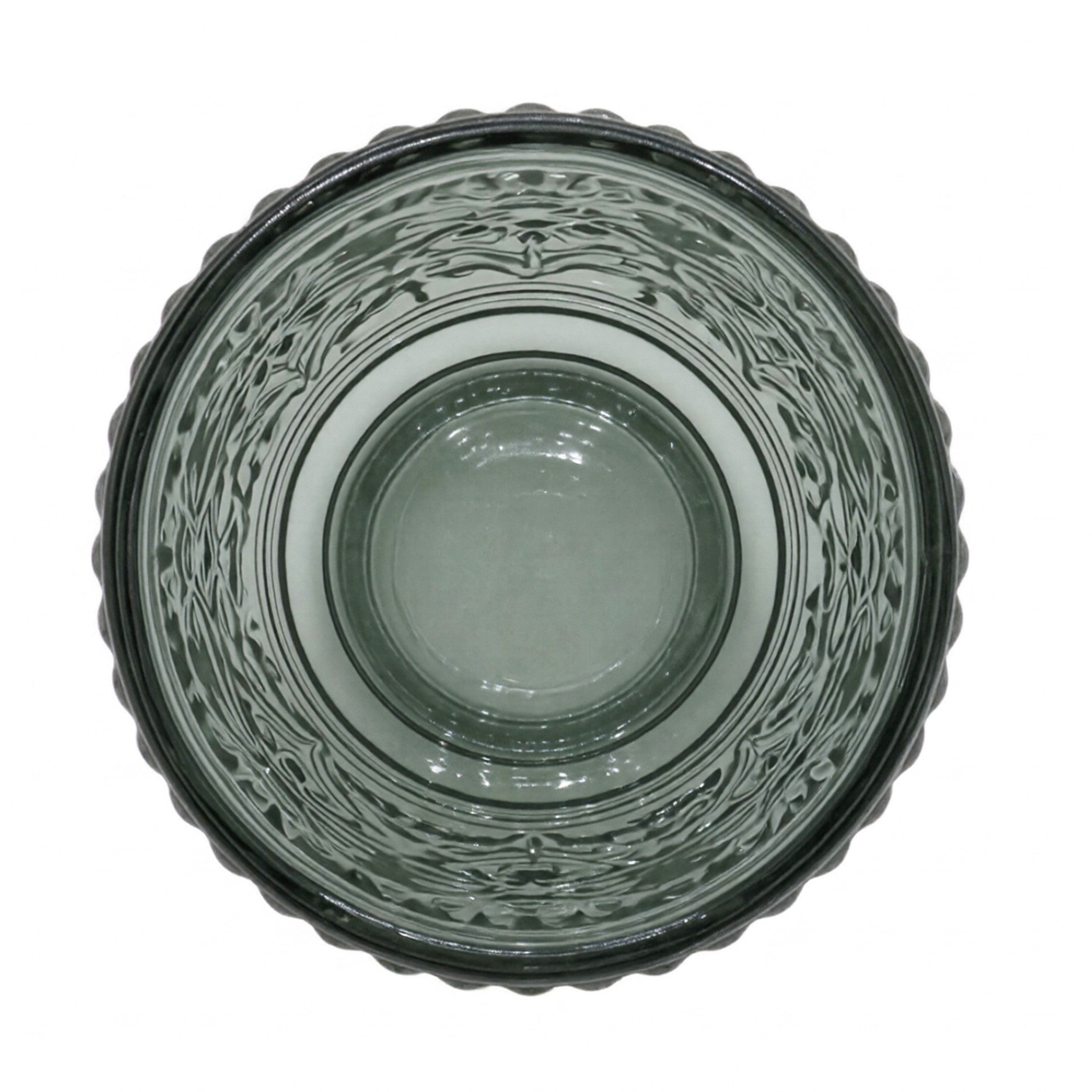 Grey Floral Embossed Glass Tumbler