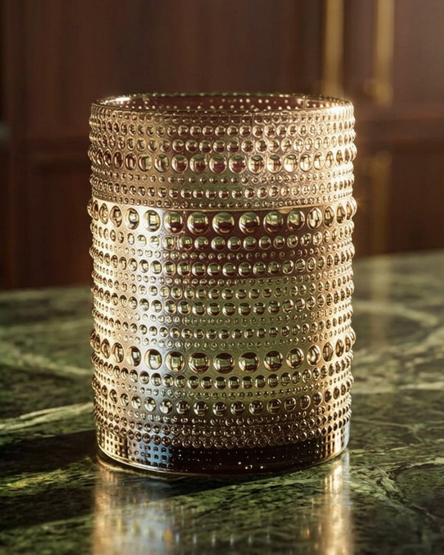 two grey textured ed glassware