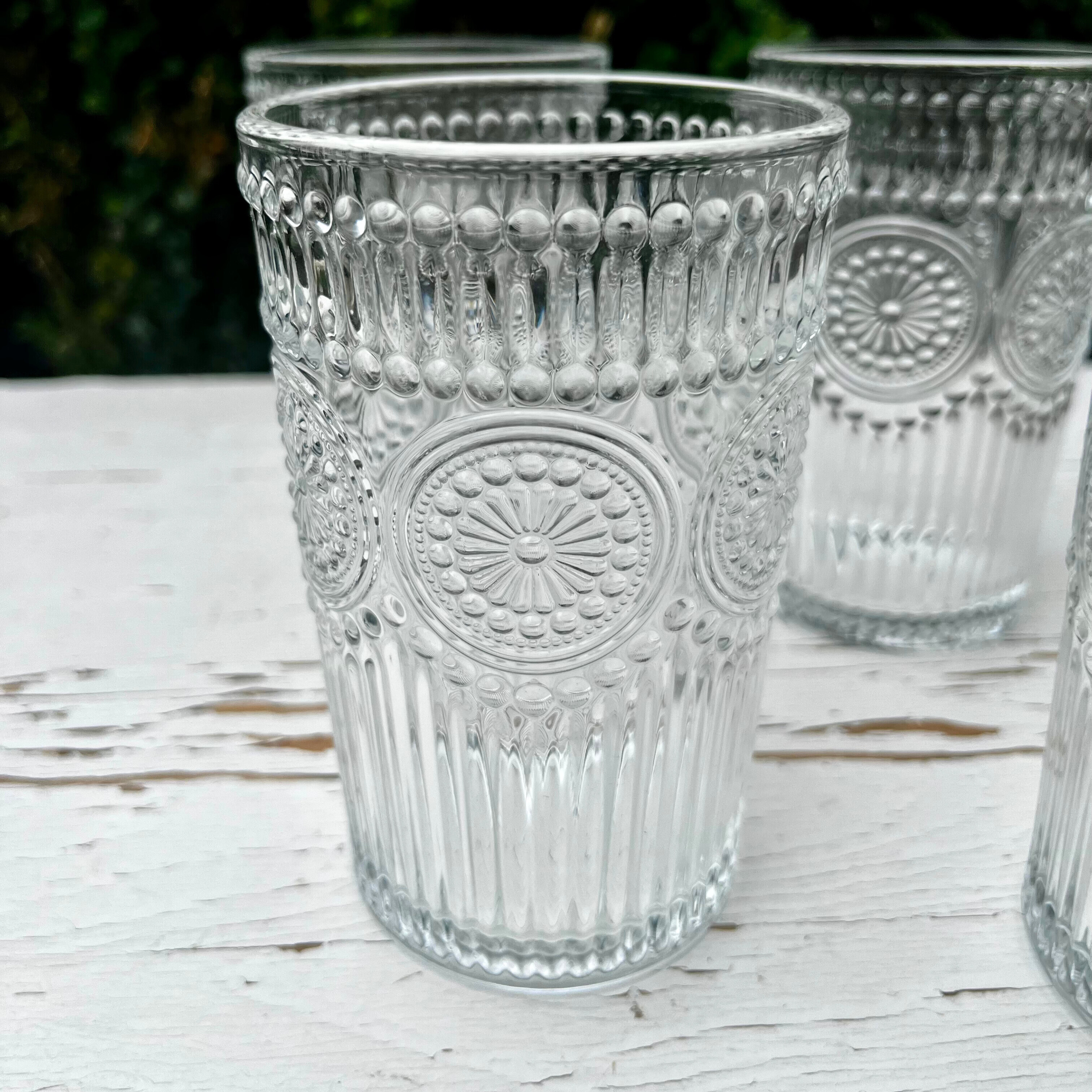 Patterned Clear Glass Tumblers