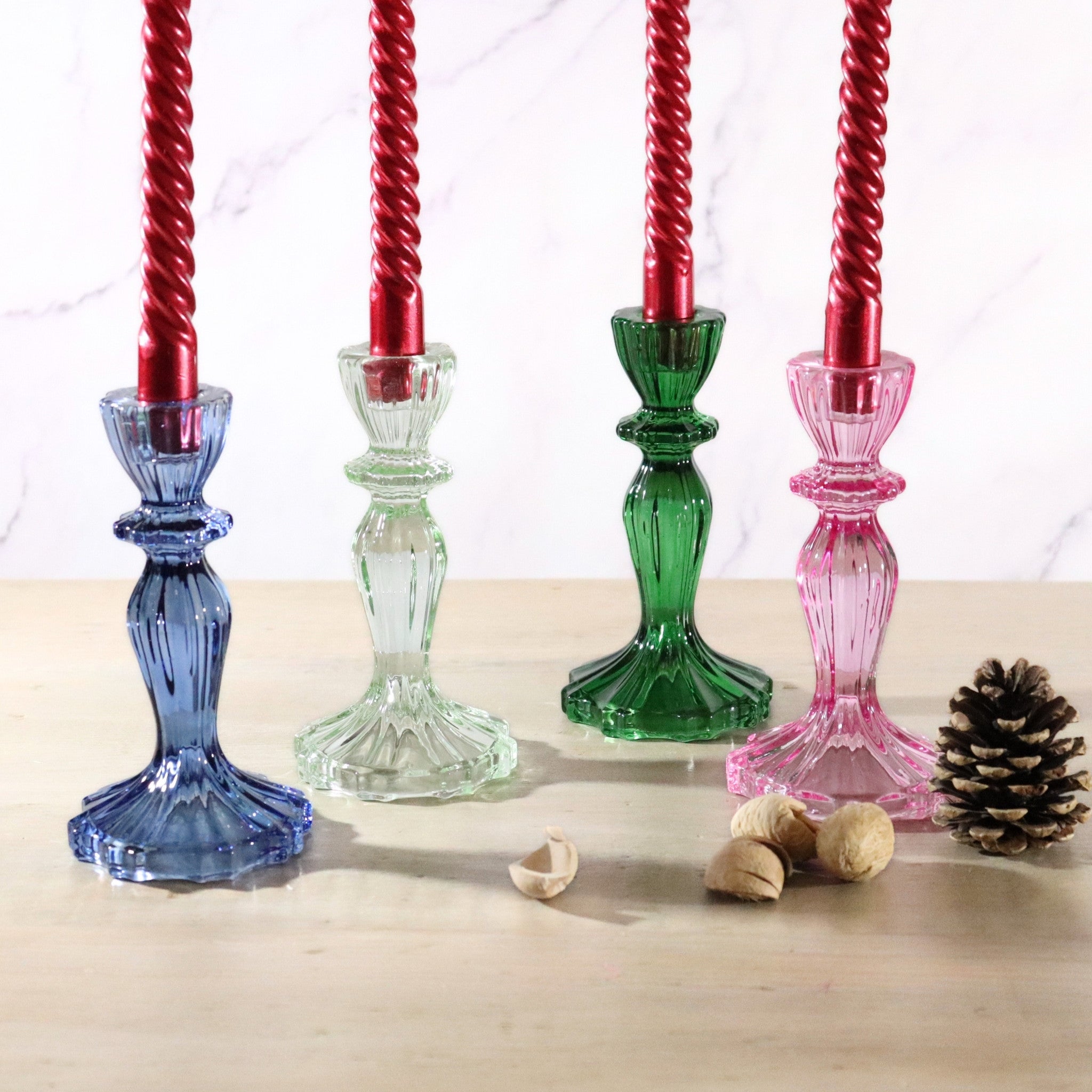 Dark Blue Glass Candle Holder