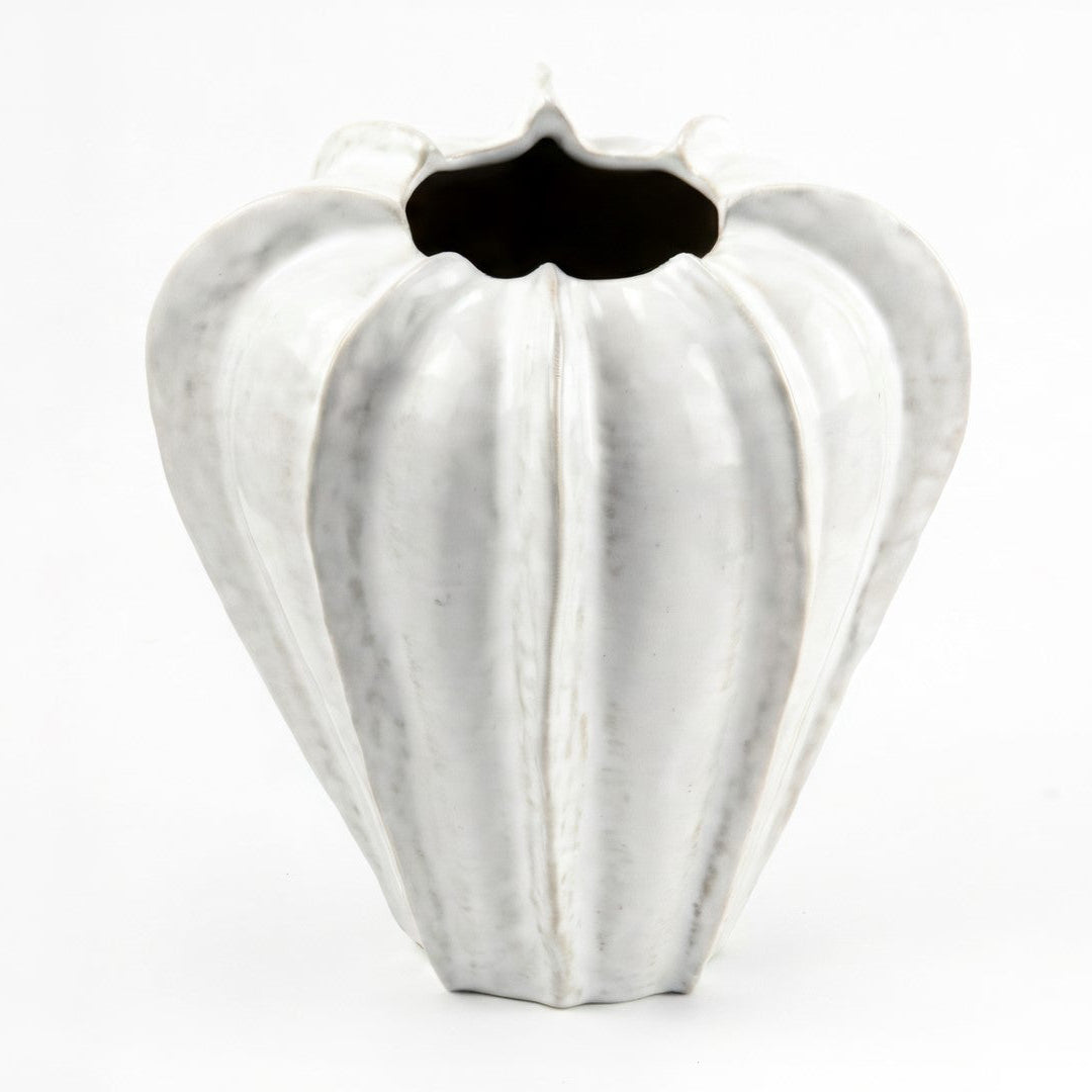 Decorative vase with a unique design on a white background
