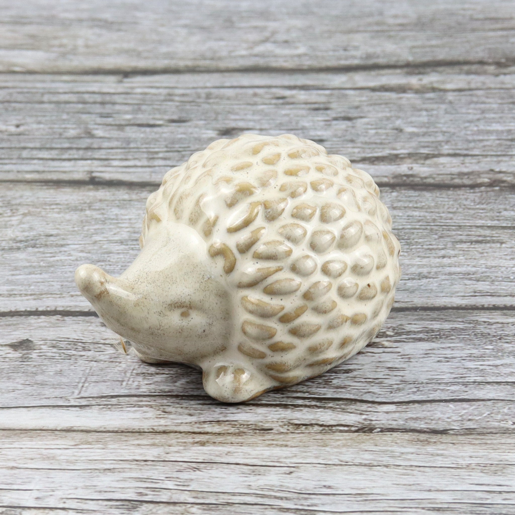 Natural Beige Mottle Ceramic Hedgehog Ornament