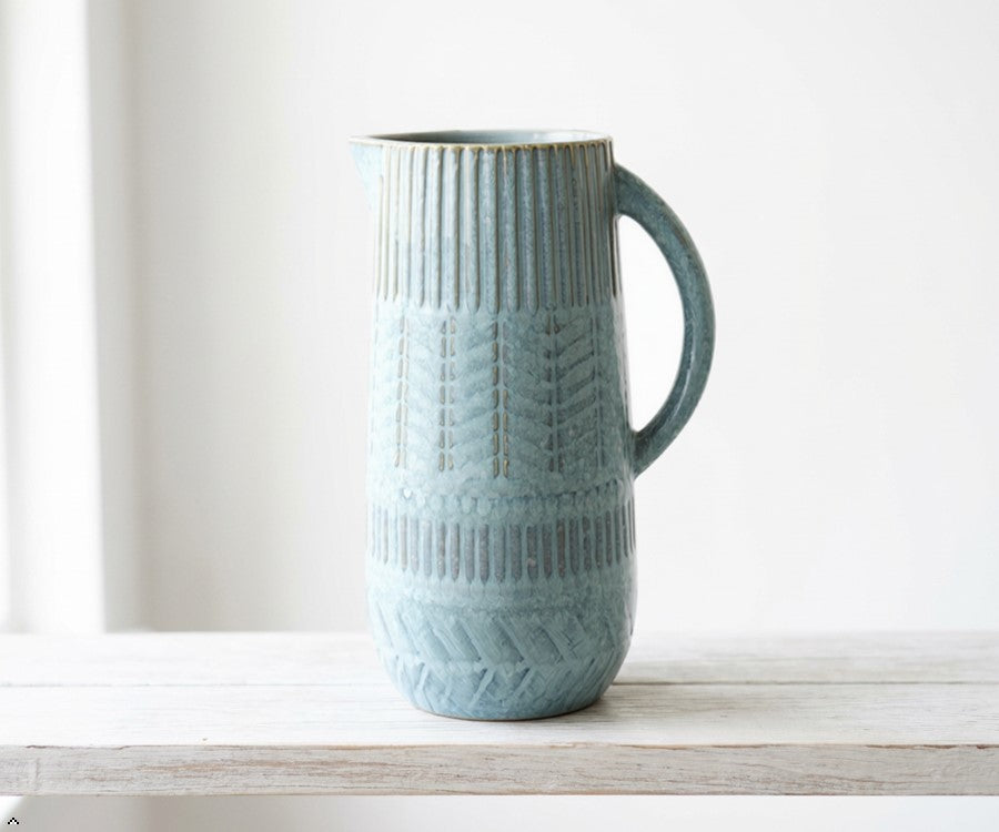 Ocean-Glaze Blue Ceramic Jug