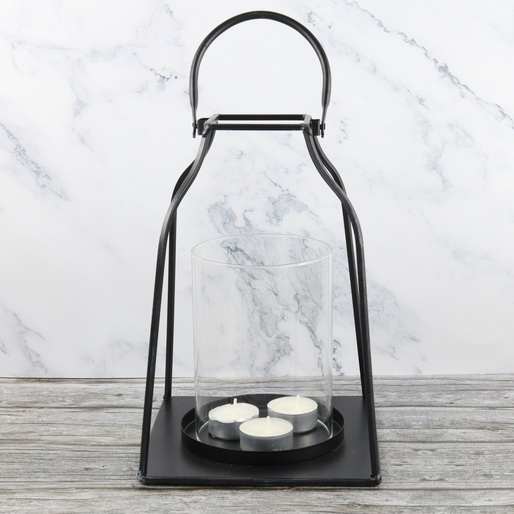 Black Metal Lantern With Glass Holder
