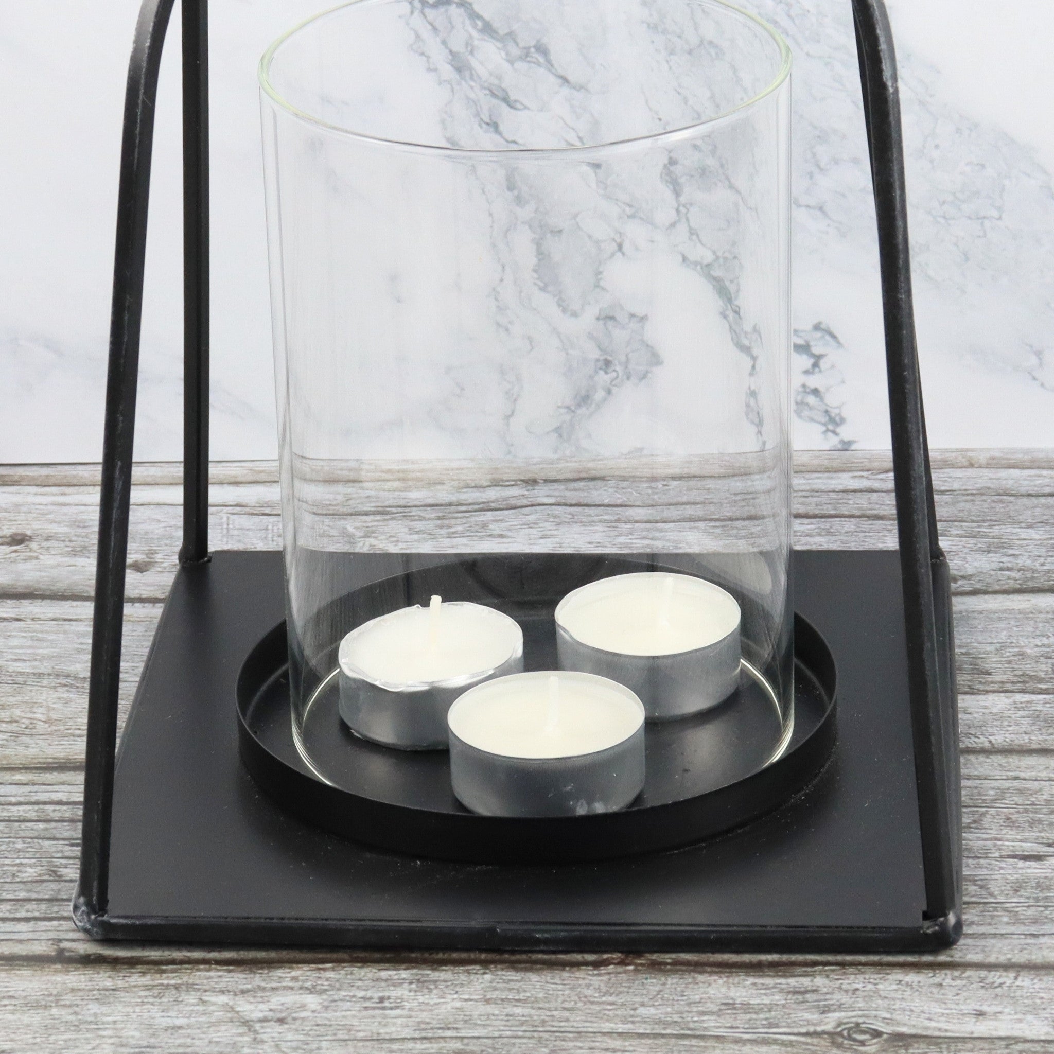 Black Metal Lantern With Glass Holder