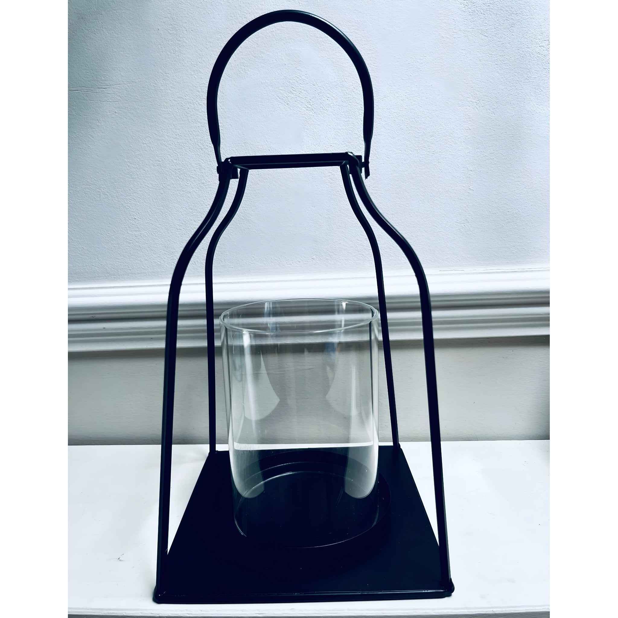Black Metal Lantern With Glass Holder