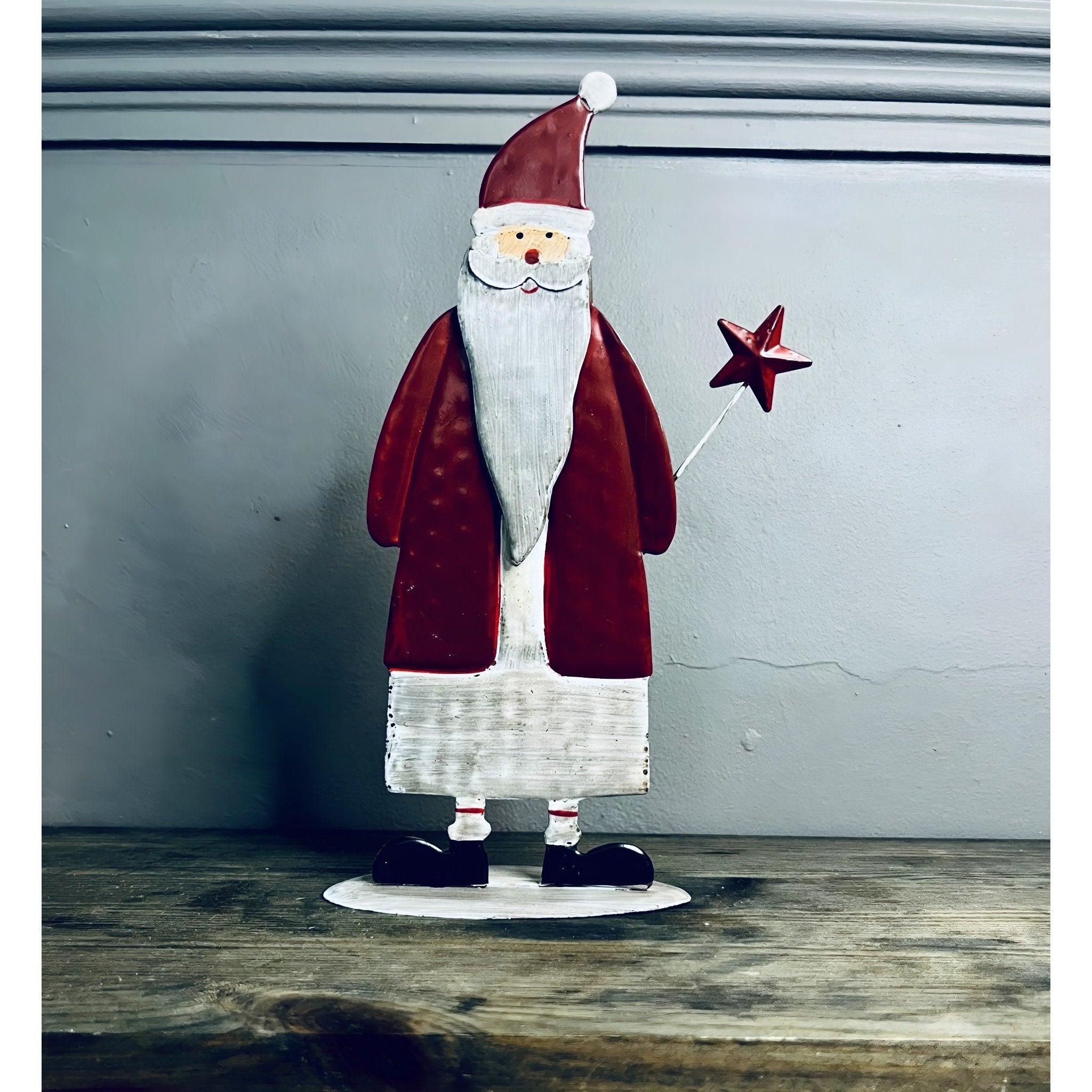 Standing Metal Santa Ornament