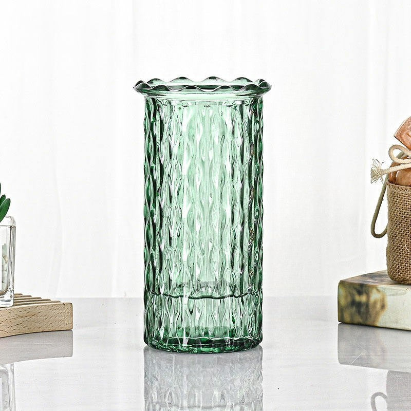 Diamond Textured Glass Vase