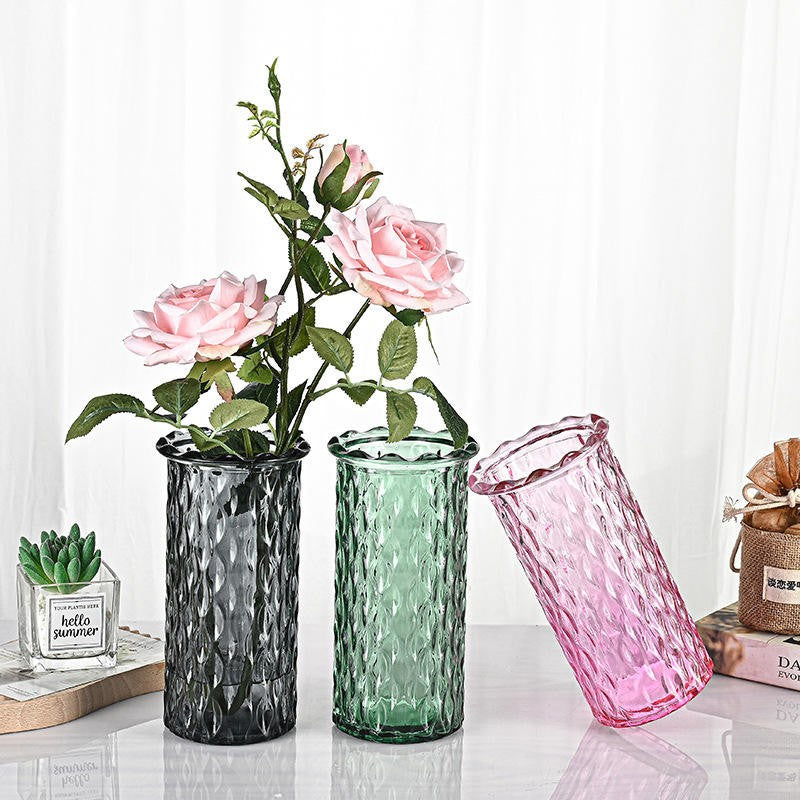 Diamond Textured Glass Vase