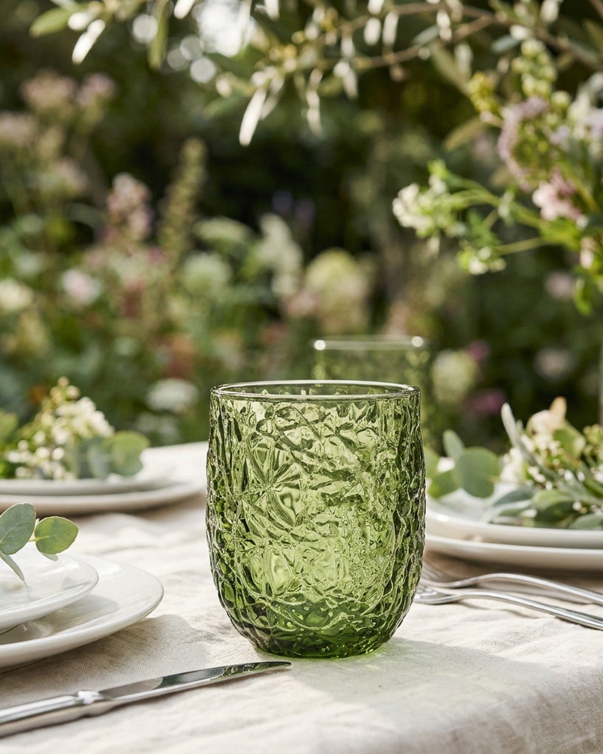 Green Crackle Style Glass Tumbler